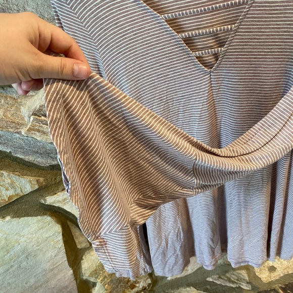 Strappy Bell / Trumpet Sleeve Striped Blouse - Picture 2 of 4